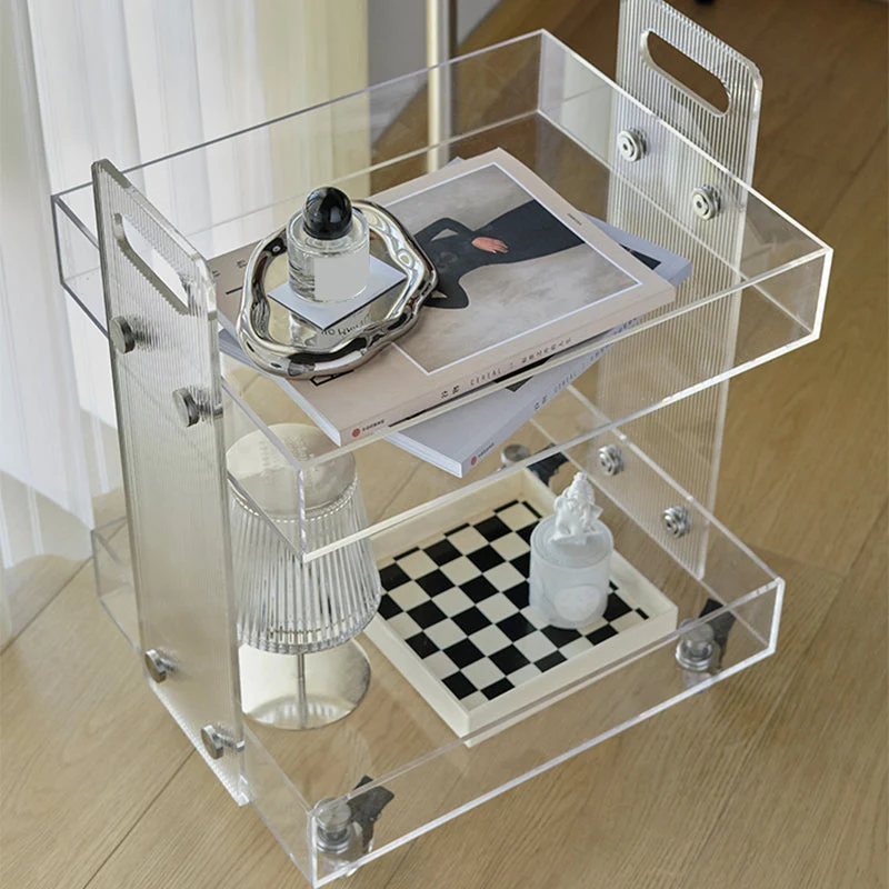 Modern Kunststof Rectangular End Table Double Tier Corner Table Storage