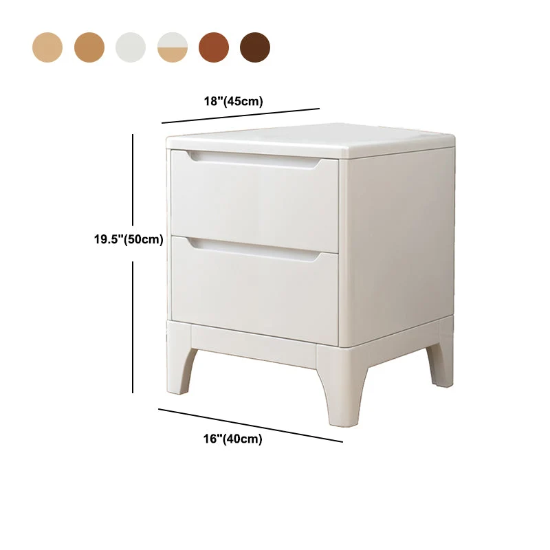 Modern Massief Wood Nightstand 19.6"Tall 2 - Drawer Nightstand Natural / Brown / White 16l