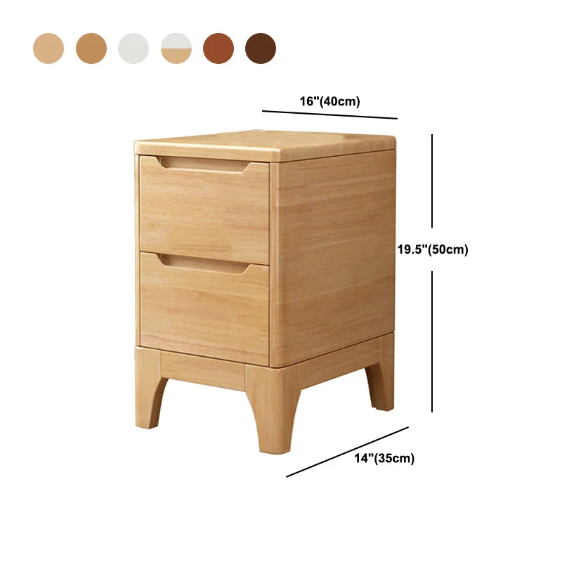 Modern Massief Wood Nightstand 19.6"Tall 2 - Drawer Nightstand Natural / Brown / White 16l