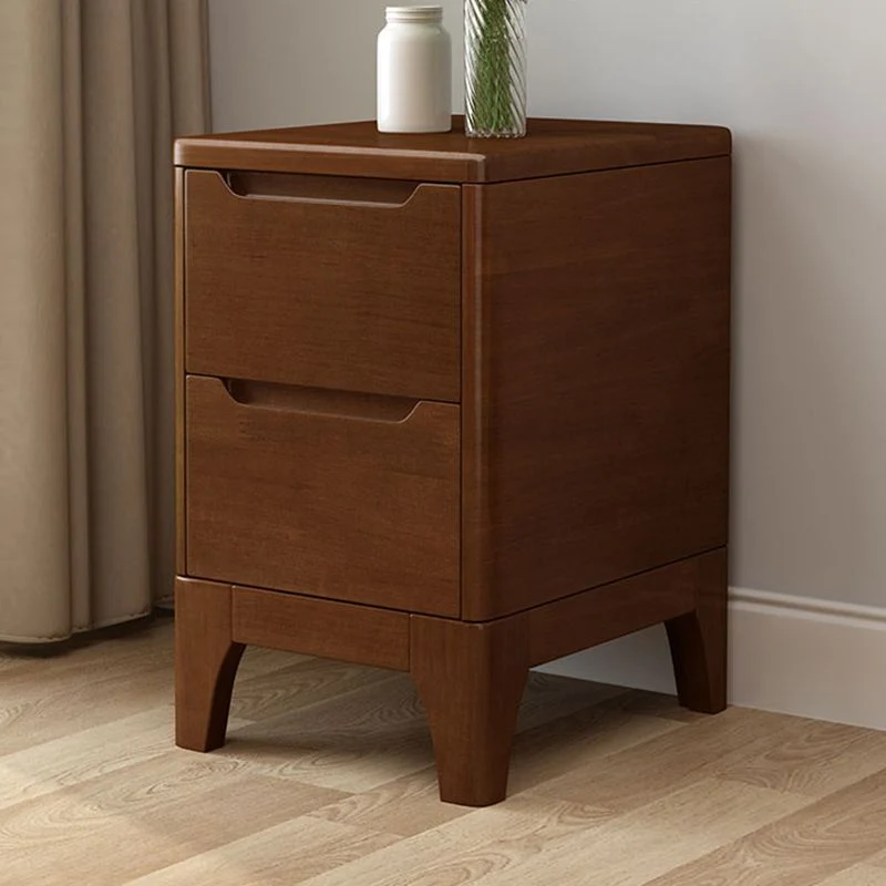 Modern Massief Wood Nightstand 19.6"Tall 2 - Drawer Nightstand Natural / Brown / White 16l