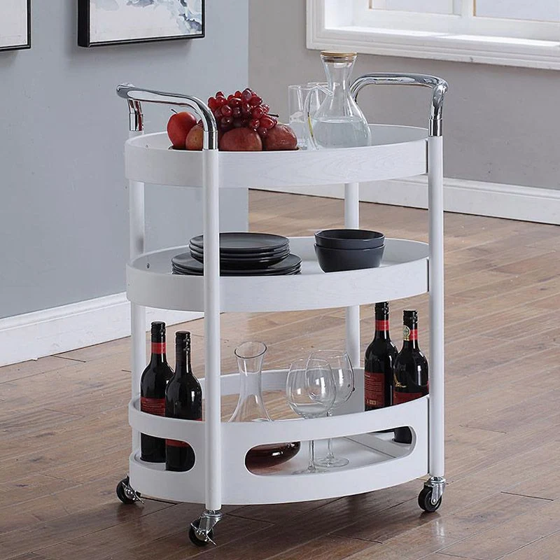 Modern Massief Wood Prep Table Rolling Kitchen Trolley Wine Storage