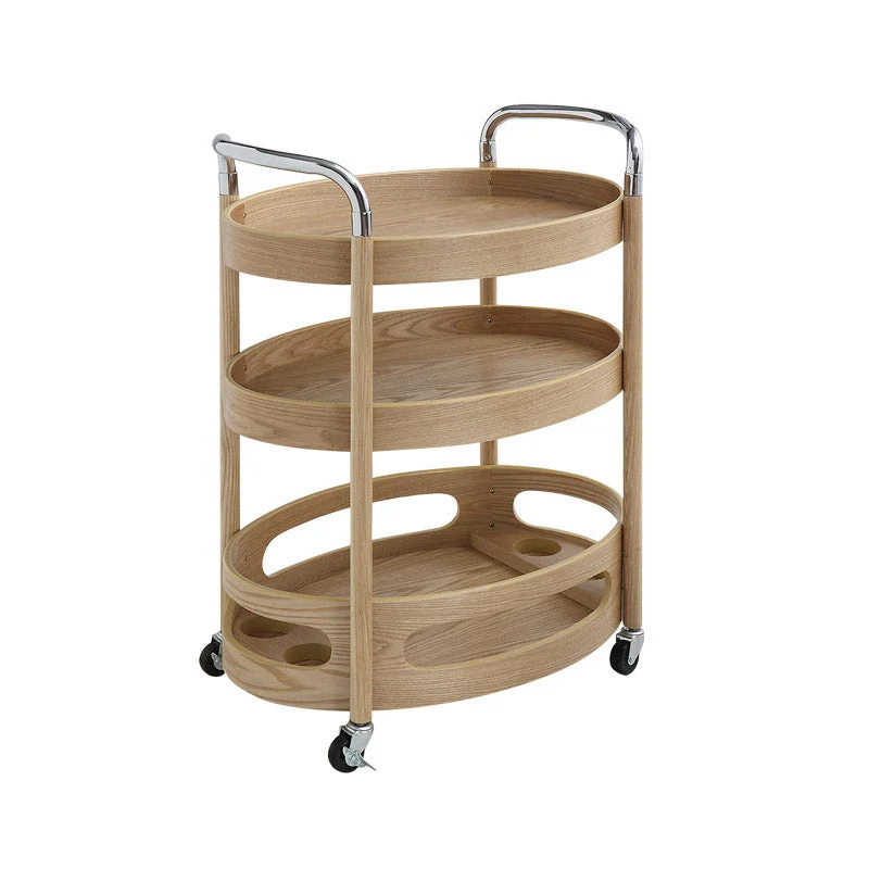Modern Massief Wood Prep Table Rolling Kitchen Trolley Wine Storage