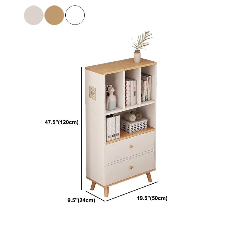 Modern Matte Finish Bookshelf Natuurhout Standard Bookcase Drawer Storage 19