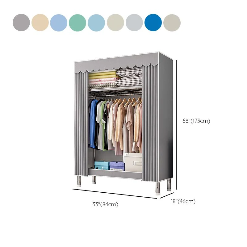 Modern Metaal Frame Wardrobe Freestanding Wardrobe Garment Rod 33l