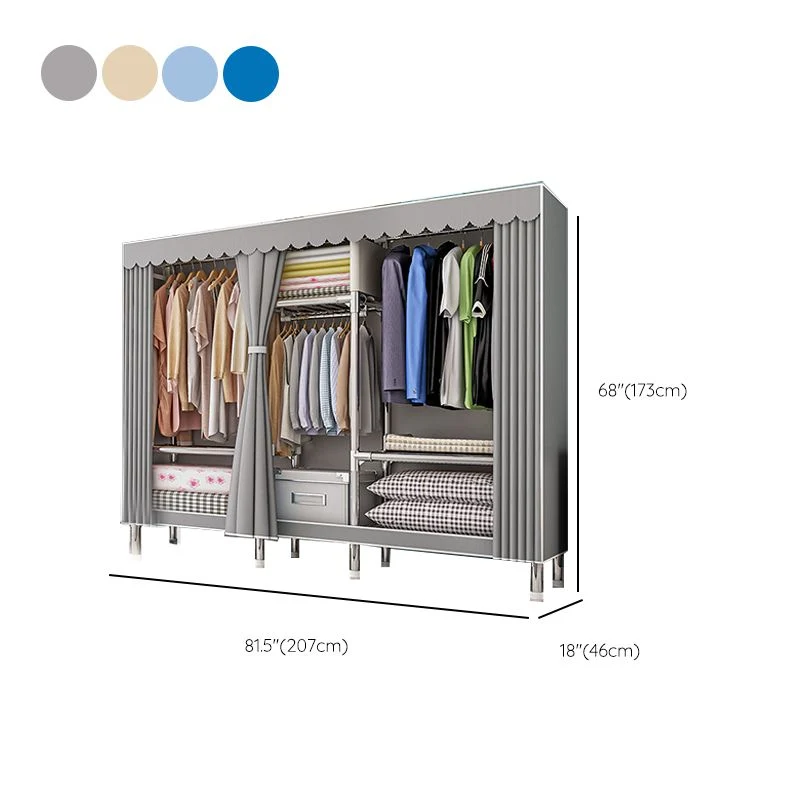 Modern Metaal Frame Wardrobe Freestanding Wardrobe Garment Rod 33l