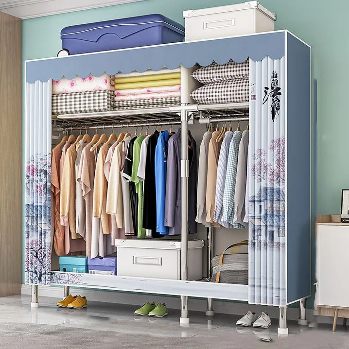 Modern Metaal Frame Wardrobe Freestanding Wardrobe Garment Rod 33l