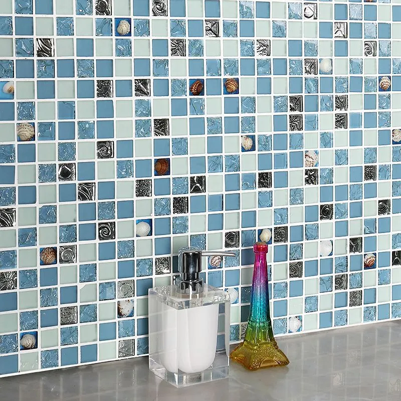 Modern Mosaic Tile Glazen Brick Look Wall & Floor Tile Square Shape Black