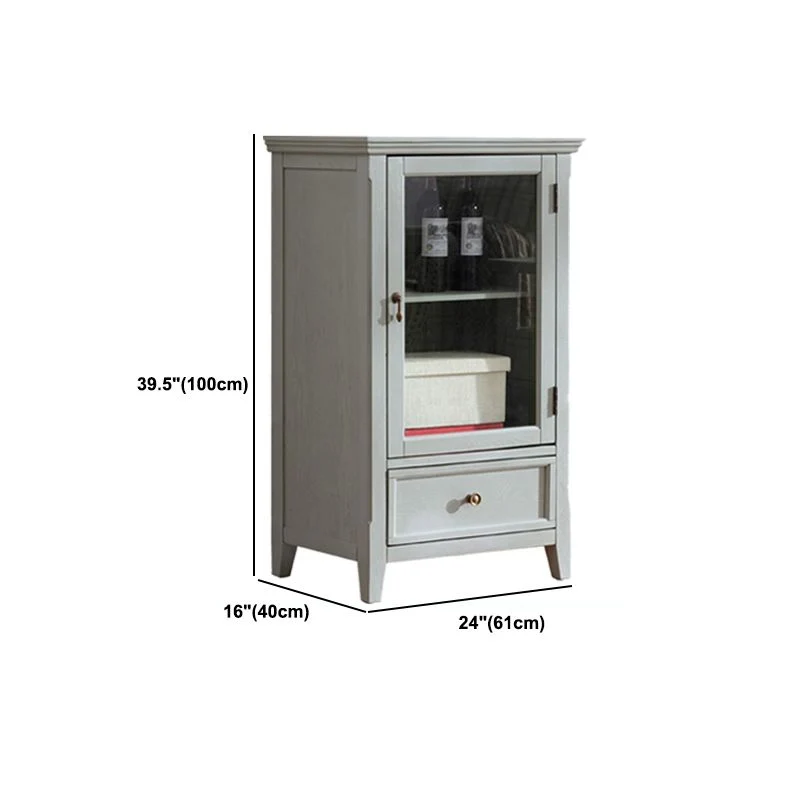 Modern Oak Storage Cabinet Glazen Doors Display Cabinet Drawer Living Room 24l