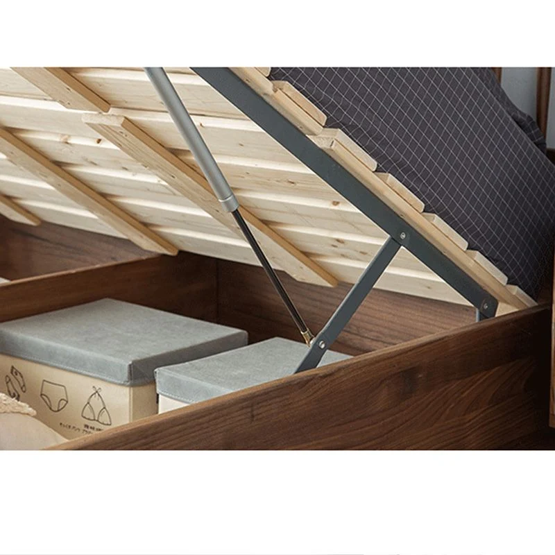 Modern Platform Bed Walnoot Solid Wood Standard Bed Storage