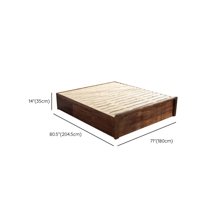 Modern Platform Bed Walnut Solid Wood Regulier Bed Storage