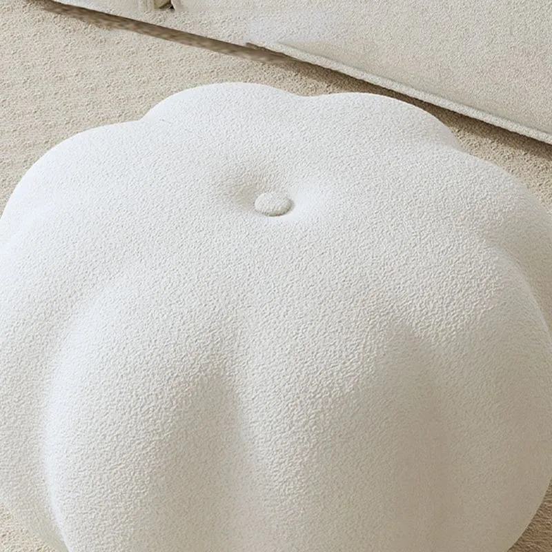 Modern Pouf Ottoman Velvet Upholstered Eenkleurig Color Pumpkin Shape Ottoman