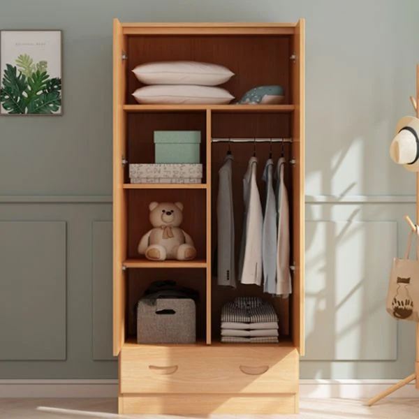 Modern Puur natuur Solid Wood Wardrobe Freestanding Wardrobe Self Close Drawers 16l