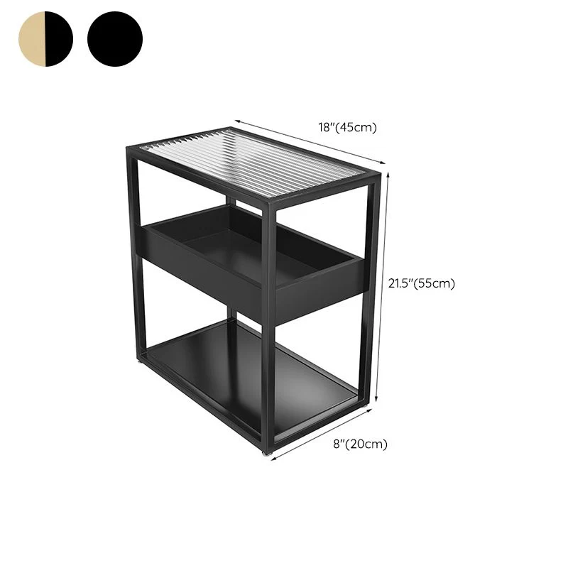 Modern Rectangular Glazen Side Table Metal Frame Table Storage 18l