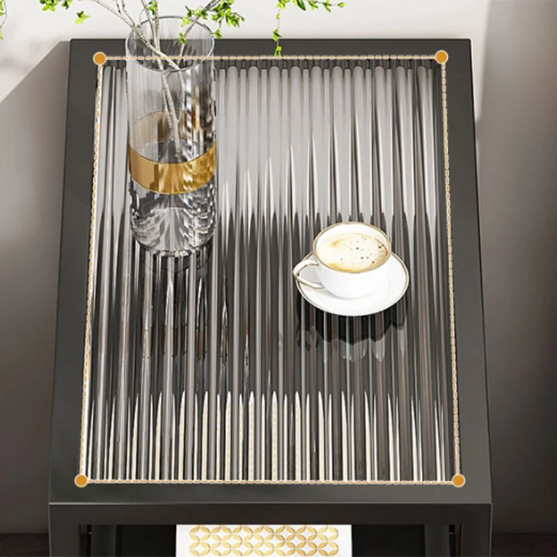 Modern Rectangular Glazen Side Table Metal Frame Table Storage 18l
