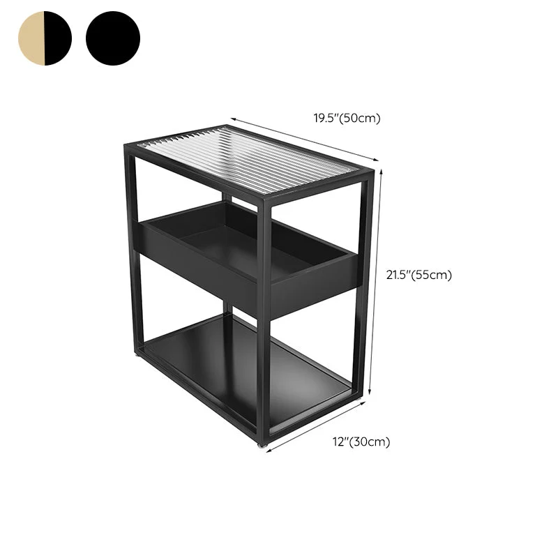 Modern Rectangular Glazen Side Table Metal Frame Table Storage 18l