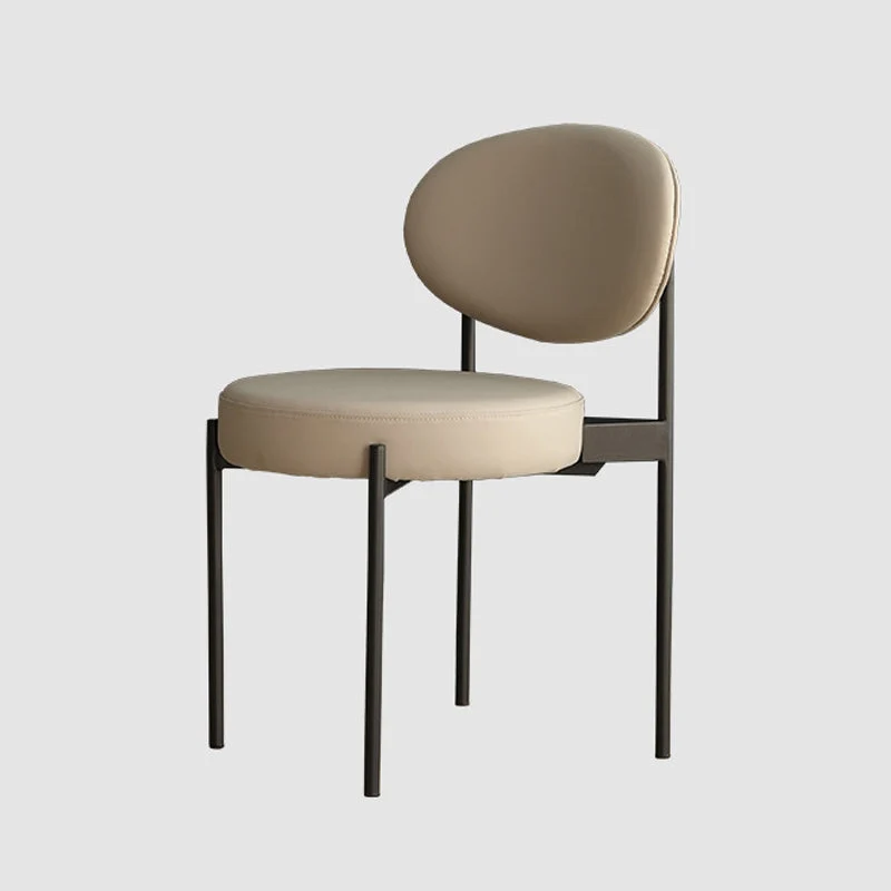 Modern Restaurant Open Back Side Chair PU Echt leer Dining Chair Black Legs Grey