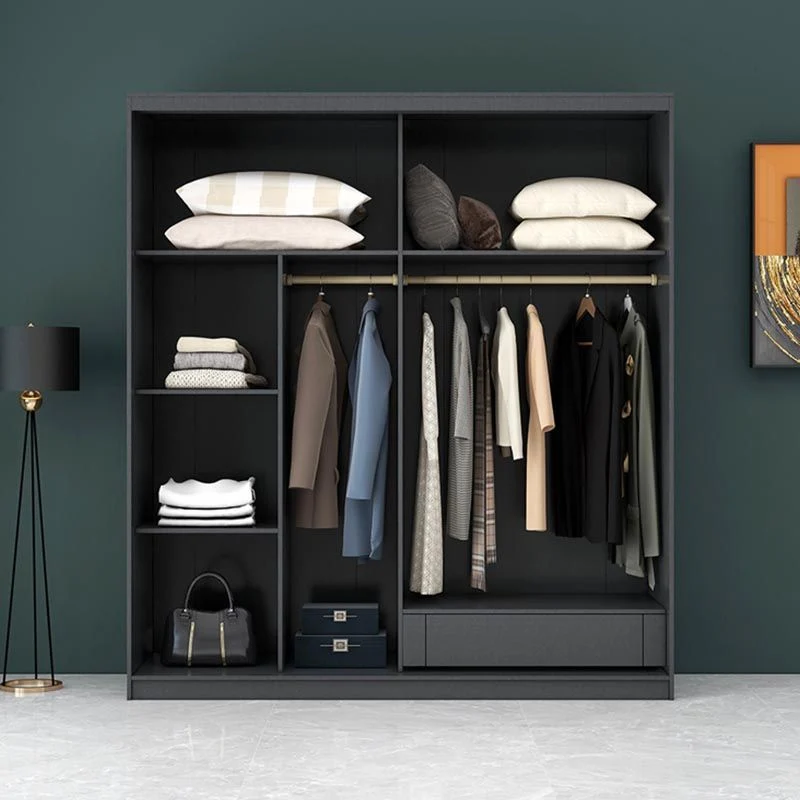 Modern Sliding Door Wardrobe Bedroom Ebbenhout Cabinet Glass Doors 47l