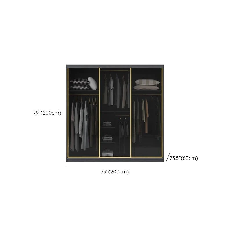 Modern Sliding Door Wardrobe Bedroom Ebbenhout Cabinet Glass Doors 47l