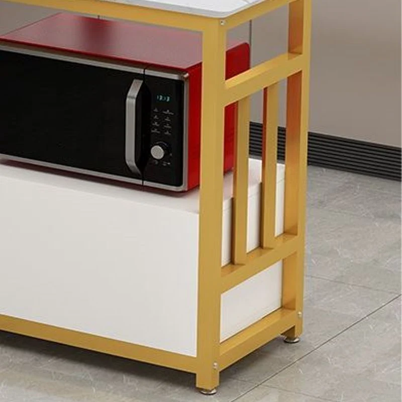 Modern Sneeuwwit Faux Marble Top Kitchen Island Metal Frame Prep Table 31l