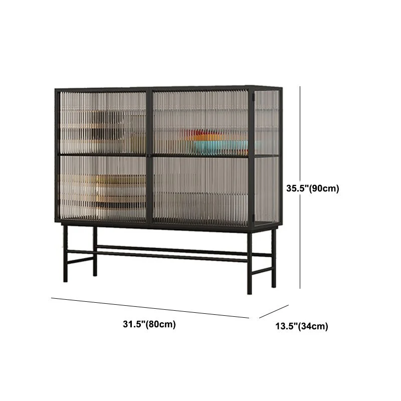 Modern Steel China Cabinet 13.5" W Gebruikelijk Black Storage Cabinet Dining Room 31l