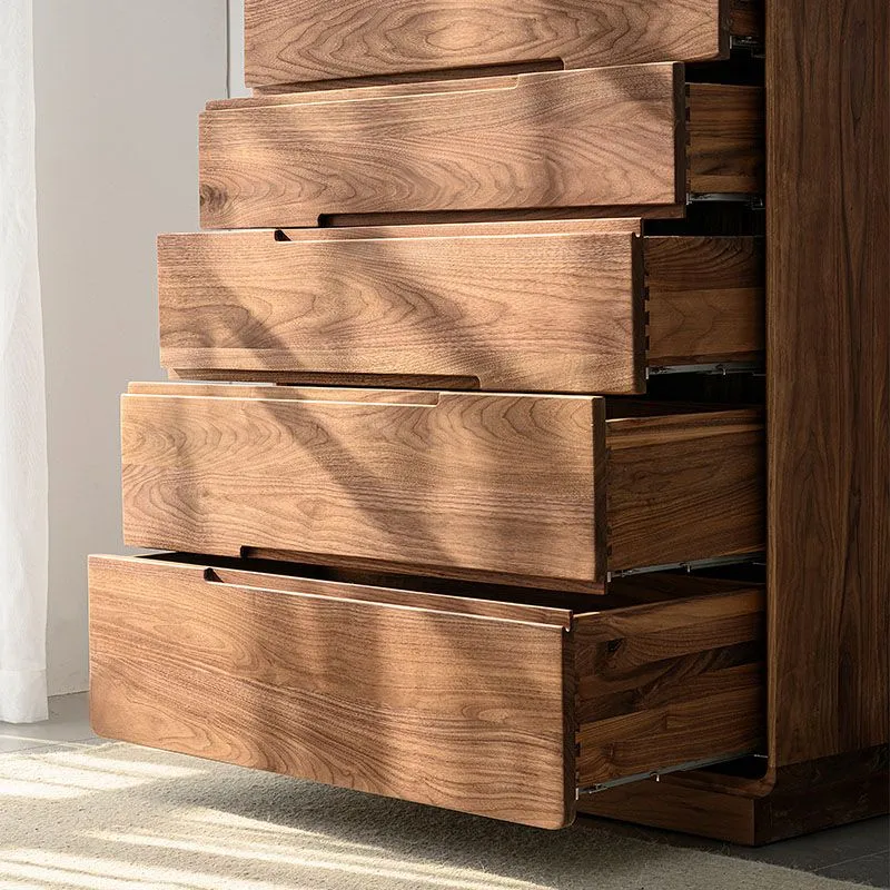 Modern Storage Chest Massief Wood Storage Chest Dresser 5 Drawers Natural