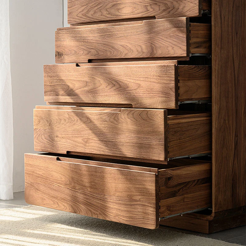 Modern Storage Chest Massief Wood Storage Chest Dresser 5 Drawers Natural