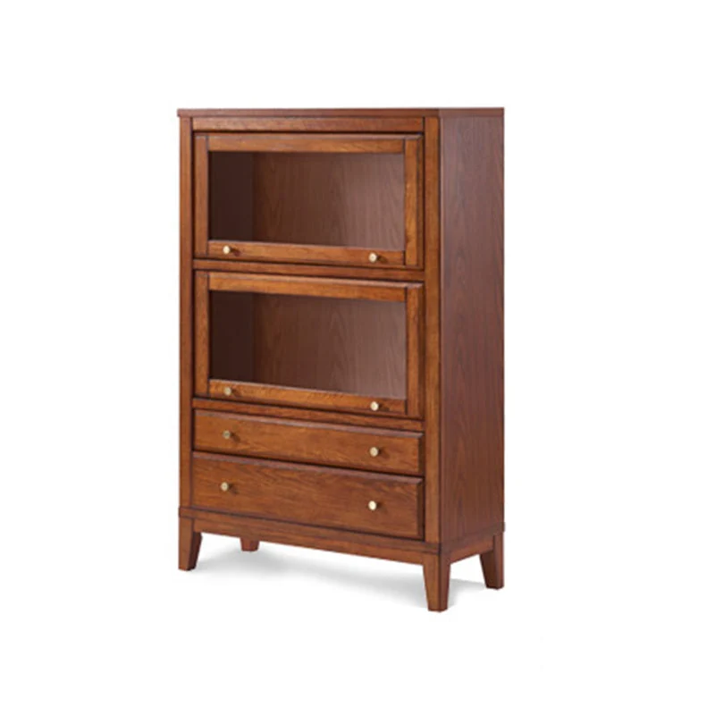 Modern Style Closed Back Bookshelf hout Standard Bookcase Drawers 31