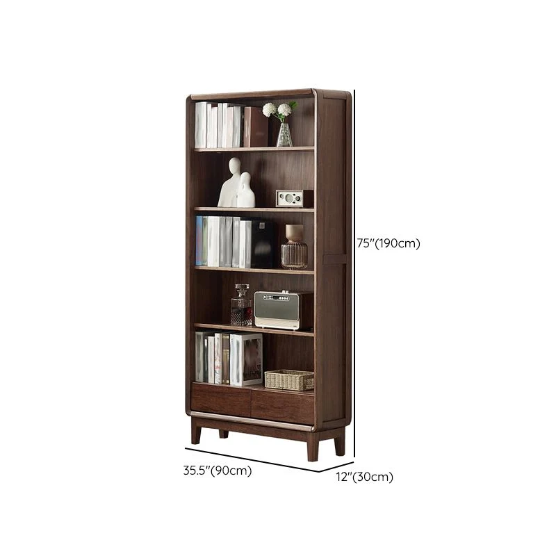 Modern Style Closed Back Bookshelf Regulier Solid Wood Bookcase Drawers 24l