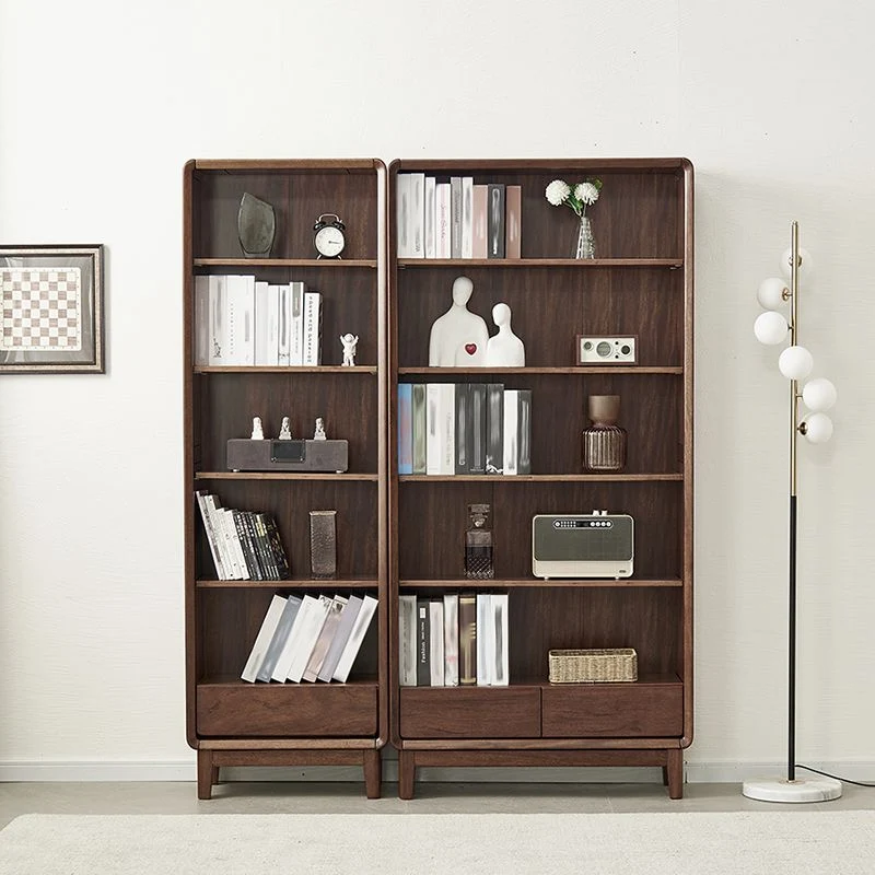 Modern Style Closed Back Bookshelf Regulier Solid Wood Bookcase Drawers 24l