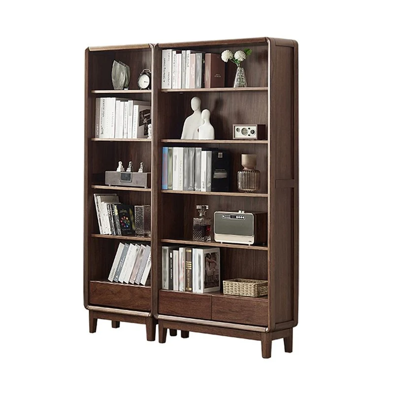 Modern Style Closed Back Bookshelf Typisch Solid Wood Bookcase Drawers 24l
