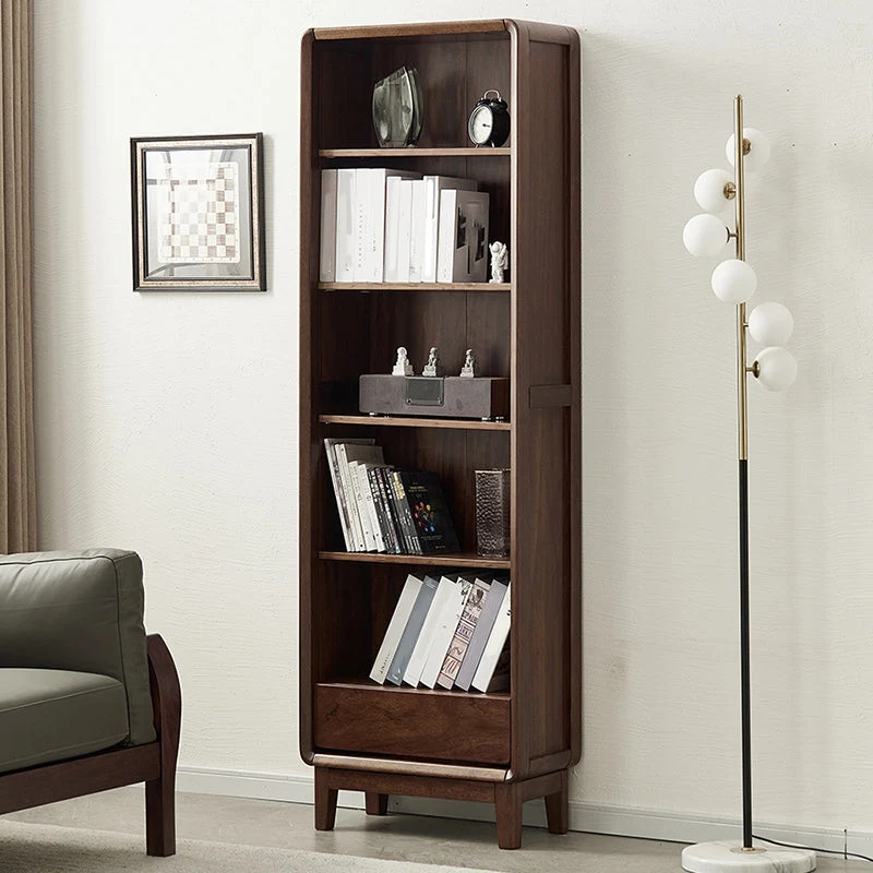 Modern Style Closed Back Bookshelf Typisch Solid Wood Bookcase Drawers 24l