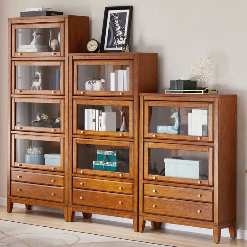 Modern Style Closed Back Bookshelf Van hout Standard Bookcase Drawers 31