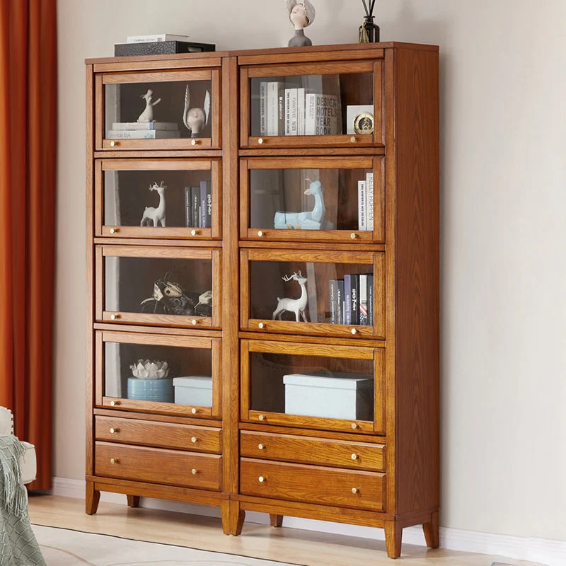 Modern Style Closed Back Bookshelf Van hout Standard Bookcase Drawers 31