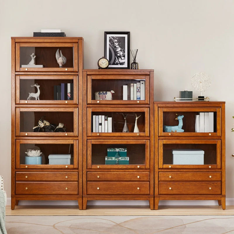 Modern Style Closed Back Bookshelf Van hout Standard Bookcase Drawers 31