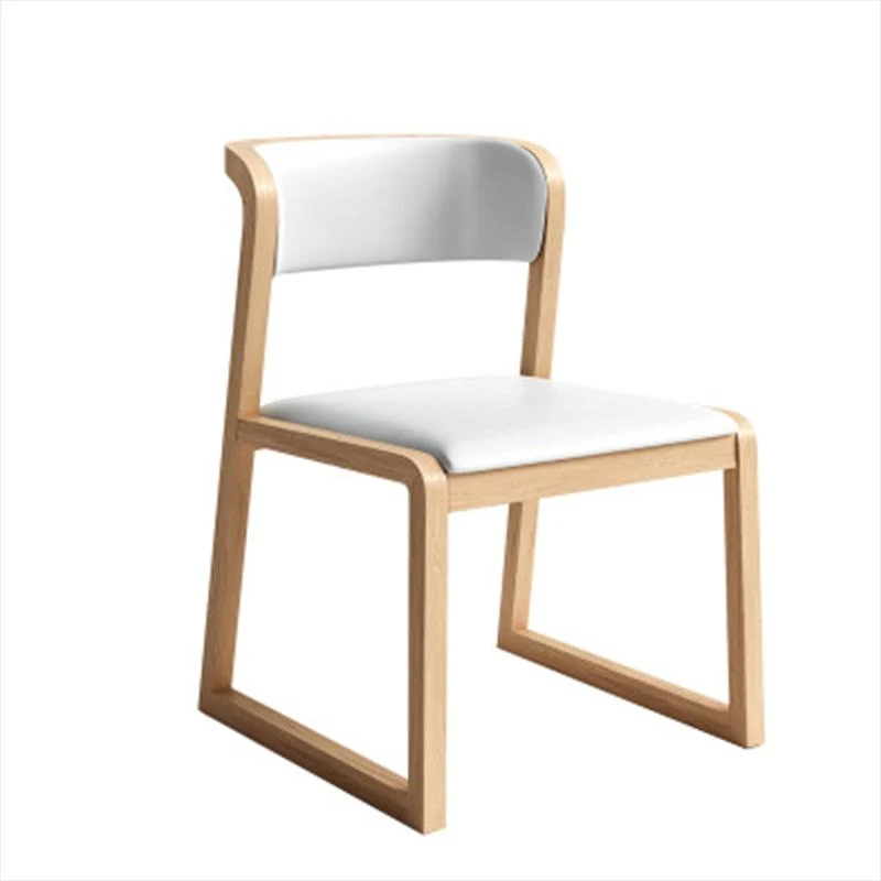 Modern Style Faux Lederen Chair Open Back Side Chairs Wood Legs Kitchen Black