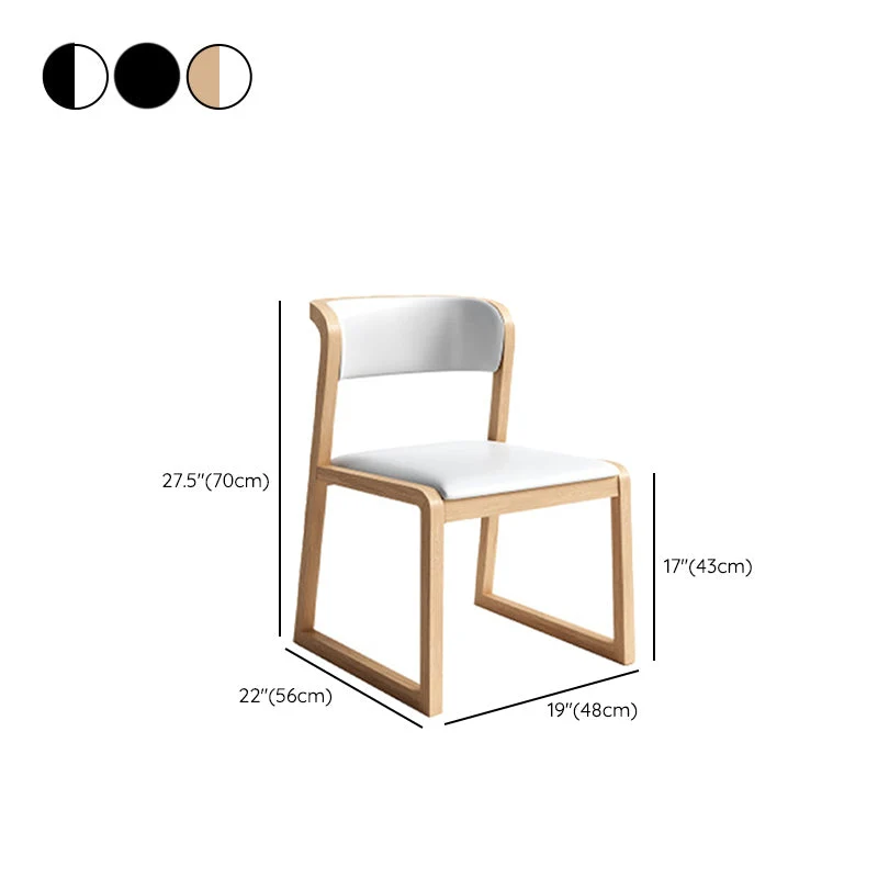 Modern Style Faux Lederen Chair Open Back Side Chairs Wood Legs Kitchen Black
