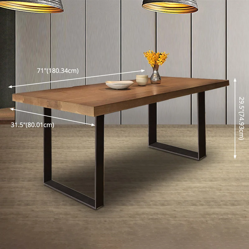 Modern Style Fixed Solid Wood Dining Room Table 2 Black Metaal Legs Kitchen Set 47