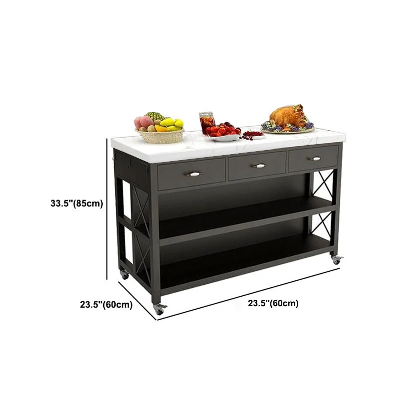 Modern Style Marble Kitchen Trolley Stationary Van metaal Kitchen Trolley Dining Room 24l