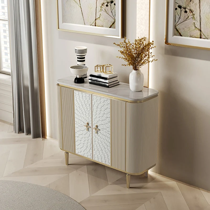 Modern Style Natuurhout Storage Sideboard Cabinet Marble Top 31l