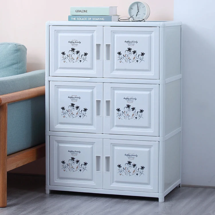 Modern Style Sideboard Plexiglas Doors Cabinets Storage Sideboard Dining Room White