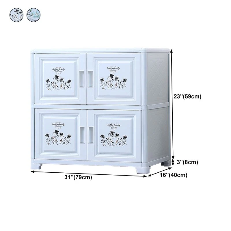 Modern Style Sideboard Plexiglas Doors Cabinets Storage Sideboard Dining Room White