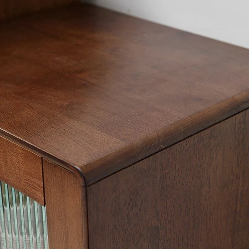 Modern Style Solid Wood Storage Sideboard Cabinet Glaswerk Doors Brown 15