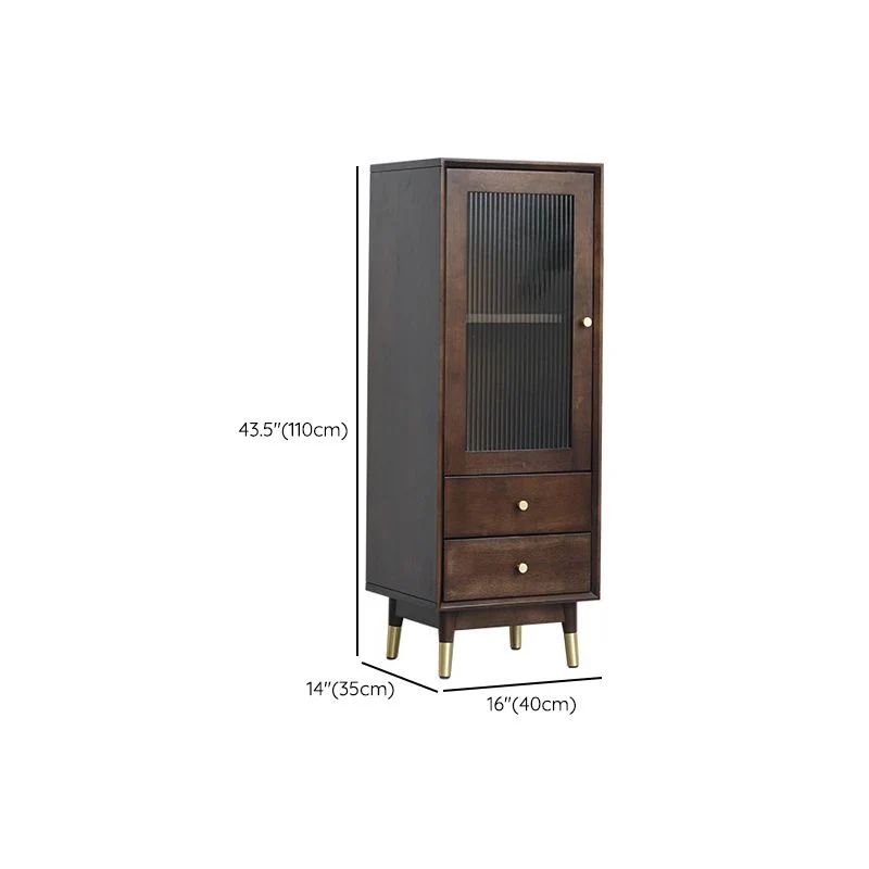 Modern Style Solid Wood Storage Sideboard Cabinet Glaswerk Doors Brown 15