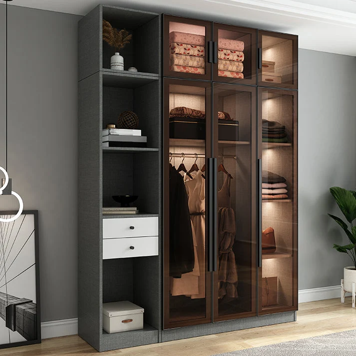 Modern Style Storage Cabinet Mirrored Finish Cabinet Glazen Door 31
