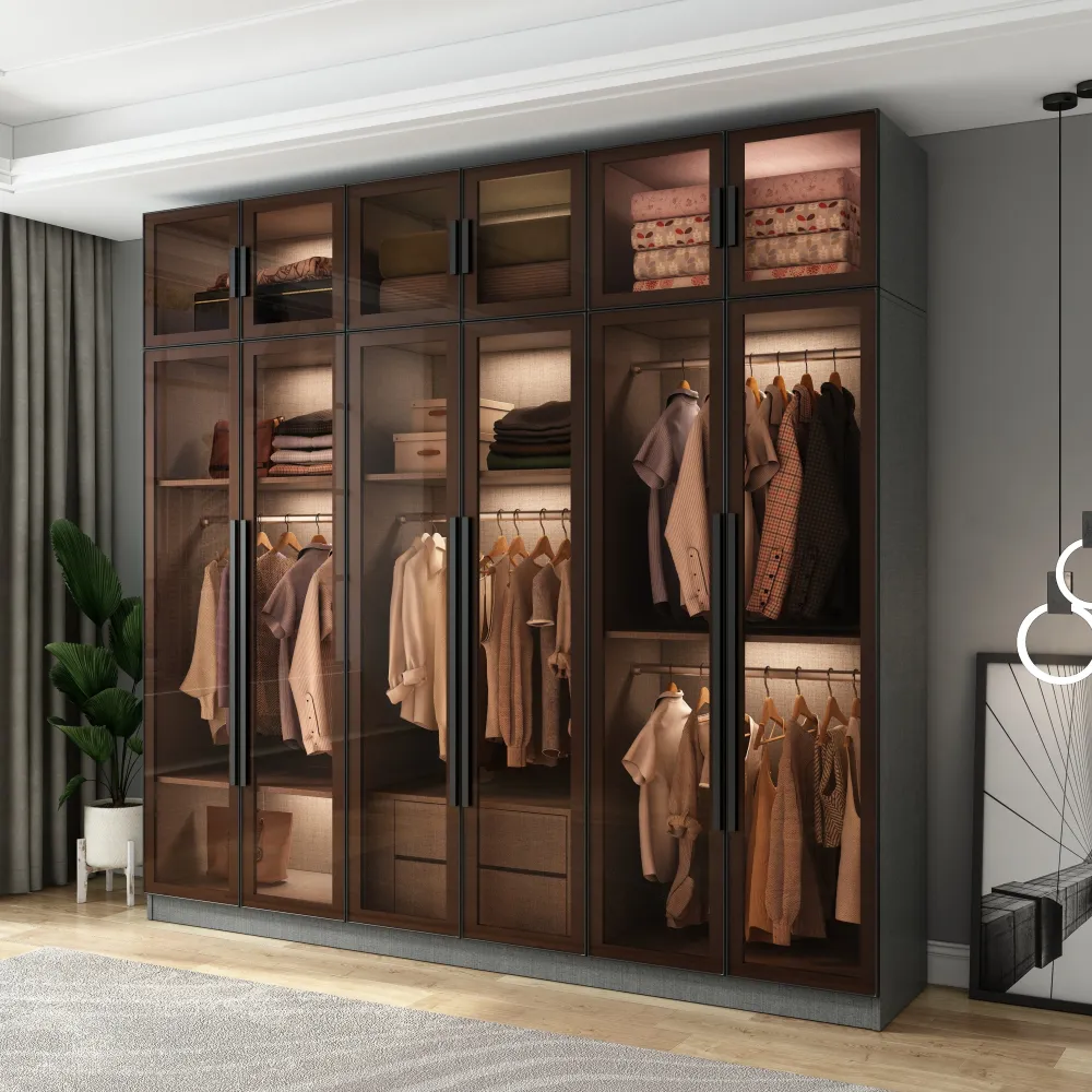 Modern Style Storage Cabinet Mirrored Finish Cabinet Glazen Door 31