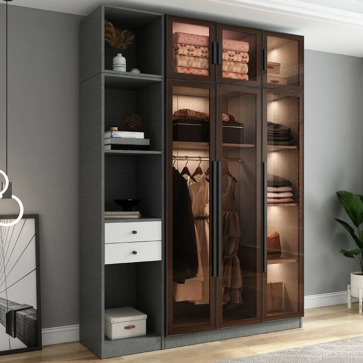 Modern Style Storage Cabinet Mirrored Finish Cabinet Glazen Door 31