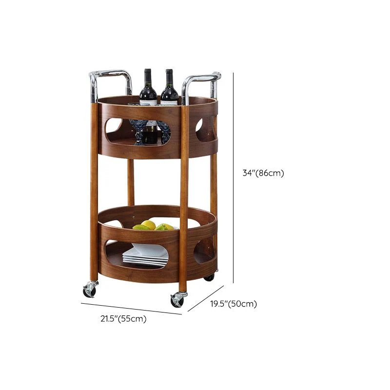Modern Uni Wood Prep Table Rolling Kitchen Trolley Wine Storage