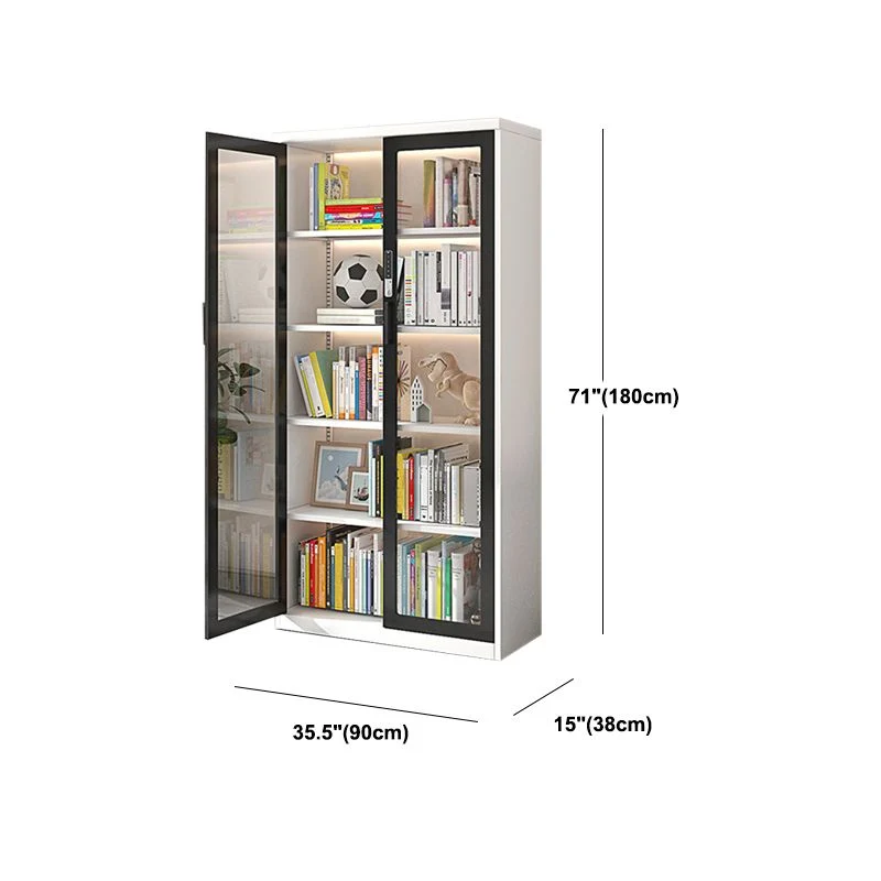 Modern Van metaal Storage Cabinet Glass Doors Display Cabinet Lighting 23