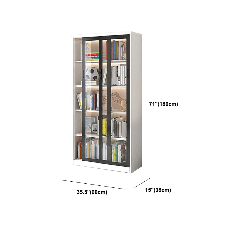 Modern Van metaal Storage Cabinet Glass Doors Display Cabinet Lighting 23
