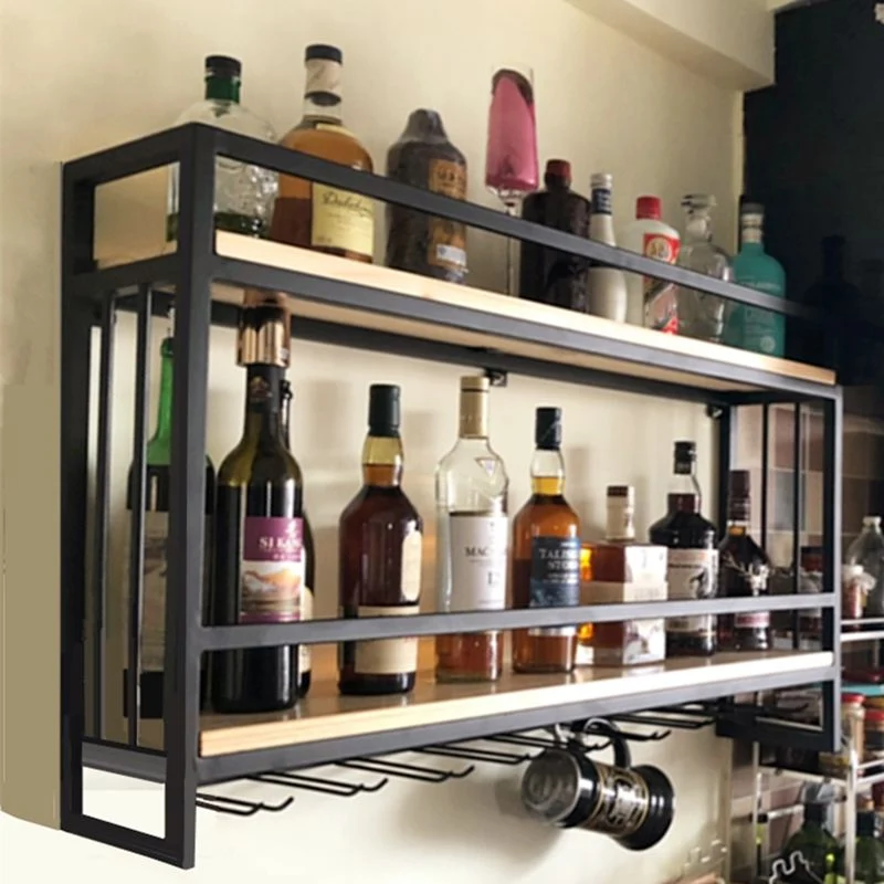 Modern Wall Mounted Wine Racks Metal Wine Jail Glaswerk Holder & Storage Shelf 23
